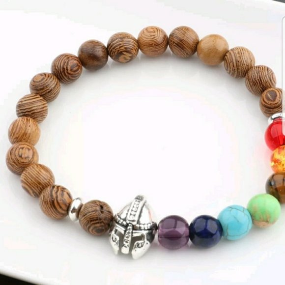 Chakra Wooden Bead Necklace Namaste Yoga Meditate - Picture 3 of 4